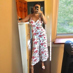 White and pink Floral jumpsuit